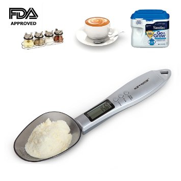 Keynice Digital Kitchen Spoon Scale Food Scale Backlight High Accuracy, Innovative Spoon Measuring 300G Capacity Flour Honey Fluid Oil Coffee Tea Weighing Device, Generic Lcd and 0.1G Mini Digital Balance Lab Gram Electronic Spoon Weight Measure Scale oz ml g - Silver Glass - Silver