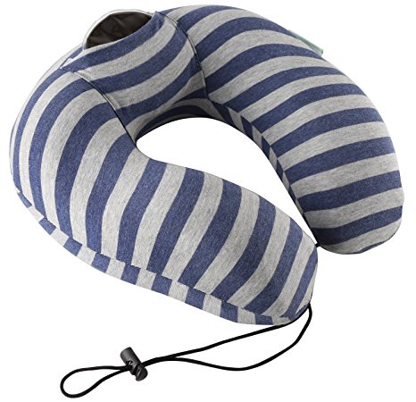 Travel Memory Foam Pillow for Neck Support by FOMI | U-Shaped, Cervical Support | Hot & Cold Pack Included for Pain Relief | Soft Cotton Cover with Storage Pouch | Extra Thick Foam for Premium Comfort