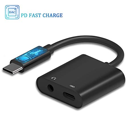 USB-C Charging and Audio Adapter Compatible for iPad Pro 2018/Pixel 3, Dreamvasion Type C to 3.5mm Headphone Jack Adapter & PD Fast Charge Converter Compatible for iPad Pro/Pixel 2 3 XL/Huawei P20/HTC
