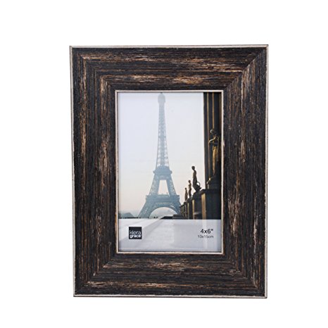 Kiera Grace Emery Picture Frame, 4 by 6 Inch, Weathered Barnwood Finish