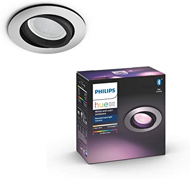 Philips Hue Centura LED Smart Light [Silver - Round] with Bluetooth, Works with Alexa, Google Assistant and Apple Homekit. for Livingroom and Bedroom