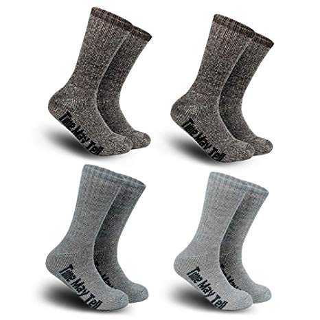 Time May Tell Thermal Thick Merino Wool Hiking Socks Winter Athletic Crew Socks for Men&Women