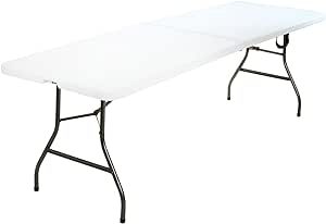 COSCO 8 ft. Fold-in-Half Banquet Table w/Handle, White