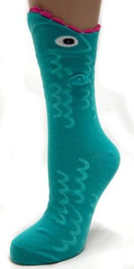 Wide Mouth Blue Fish Socks