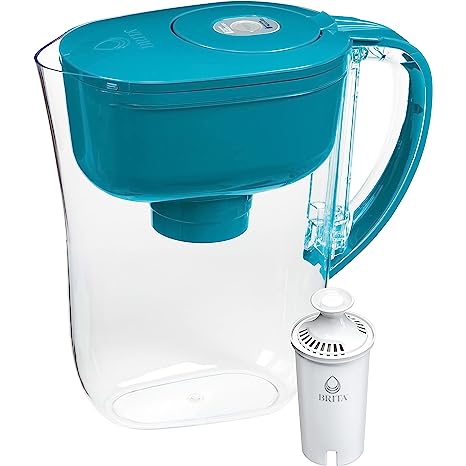 Brita Water Filter Pitcher for Tap and Drinking Water with 1 Standard Filter, Lasts 2 Months, 6-Cup Capacity, BPA Free, Turquoise