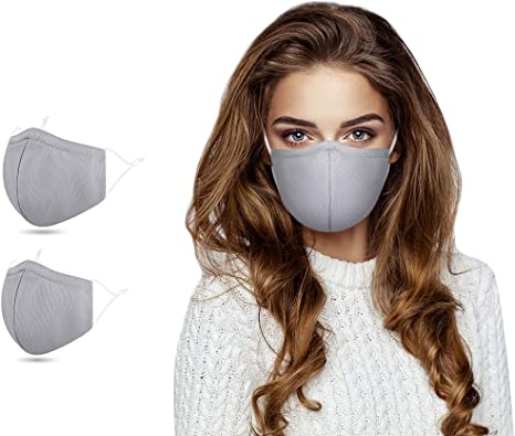 Face_Macks, Reusable Mouth_Madks, Adjustable Earloop Dust Cover,2Pcs_Grey