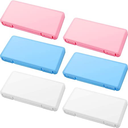 6 Pieces Plastic Face Covering Storage Box Reusable Keeper Folder, Portable Plastic Storage Boxes with Lids, Storage Clip Foldable Storage Organizer Case