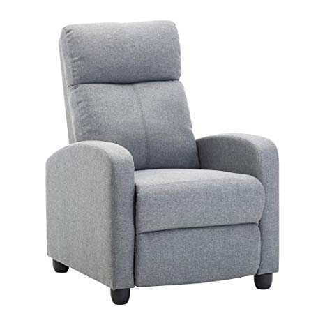 LSSBOUGHT Fabric Recliner Chair Adjustable Home Theater Single Recliner Sofa with Thick Seat Cushion and Backrest Modern Living Room Recliners, Gray