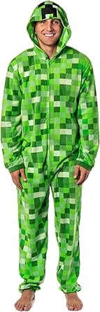 Minecraft Creeper Costume Pajama Outfit One Piece Union Suit