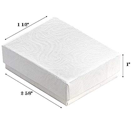 White Swirl Cotton Filled Jewelry Boxes Various (100, 2 5/8" x 1 1/2" x 1"H)