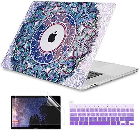 Dongke MacBook Pro 16 inch Case Model A2141 (2019 2020 Released), Plastic Hard Shell Case Cover Only Compatible with MacBook Pro 16 inch with Retina Display & Touch Bar Fits Touch ID, Purple Paisley