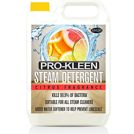 Pro-Kleen Steam Detergent – Citrus Fragrance, High Concentrate Cleaning Solution with Built in Water Softener-Suitable for All Electric Mop Machines 5L