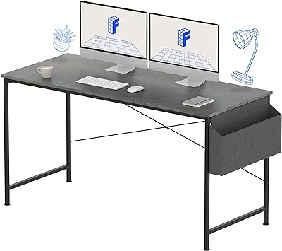 FLEXISPOT 55 inch Computer Desk Home Office Desk Workstation with Storage Bag, Modern Study Writing Table, Grey Desktop