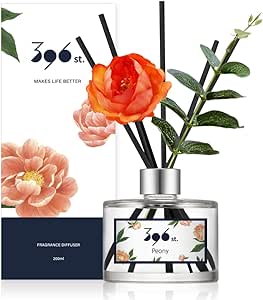 396 st. Peony Flower Reed Diffuser, Peony(Also Known as Lovely Peony), 200ml(6.7oz) / Reed Diffuser Sets, Scentsy Home Fragrance, Scented Oils, Home & Bathroom Décor