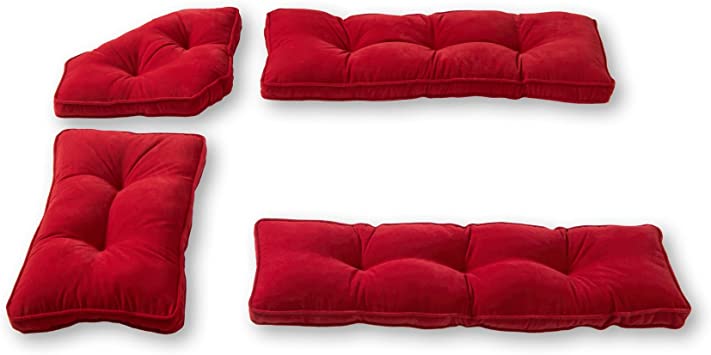 Greendale Home Fashions 4-Piece Nook Cushion Set Hyatt, Scarlet