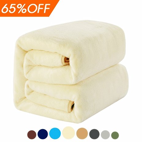 MEROUS Soft Twin Fleece Bed Blanket, Ivory