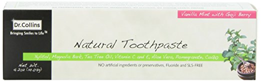 Dr. Collins Natural Toothpaste, Vanilla Mint with Goji Berry, 4.2 Ounce