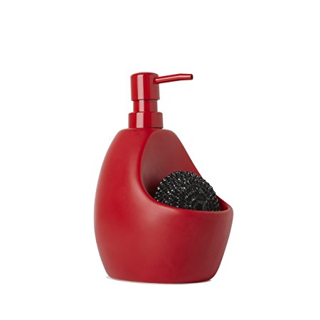 Umbra Joey Kitchen Soap Pump with Scrubby Holder, Red
