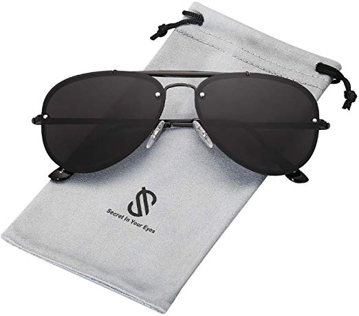 SOJOS Rimless Aviator Sunglasses for Men and Women Metal Frame Mirrored Lens TRENDALERT