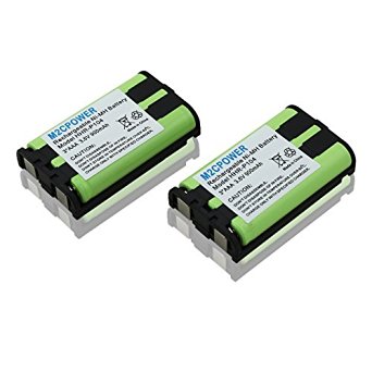 M2cpower Replacement Battery for Cordless Panasonic - 2 Pack (HHR-P104A)