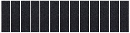 Stair Treads Collection Set of 13 Indoor Skid Slip Resistant Rubber Backing Charcoal Black Carpet Stair Tread Treads (8 inch x 30 inch) (Charcoal Black, Set of 13)