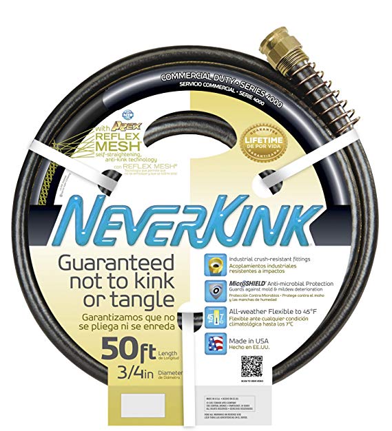 Apex Neverkink 9884-50 Series 4000 Commecial Duty Pro Garden Hose, 3/4-Inch by 50-Feet