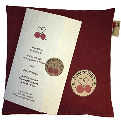 Old World Style Cherry Pit Pillow in Henna Red – For Neck, Muscle, Stomach Pain - Soft Brushed 100% Cotton - Cherry Stone Heat Pack - Heat Pad - Unique Christmas or Birthday Gift - Made in USA