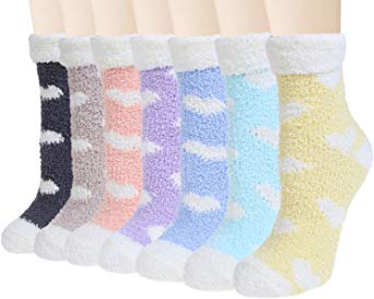 7 Pairs Womens Winter Fuzzy Socks Cozy Fluffy Socks Warm Fuzzy Christmas Socks for Women Gifts