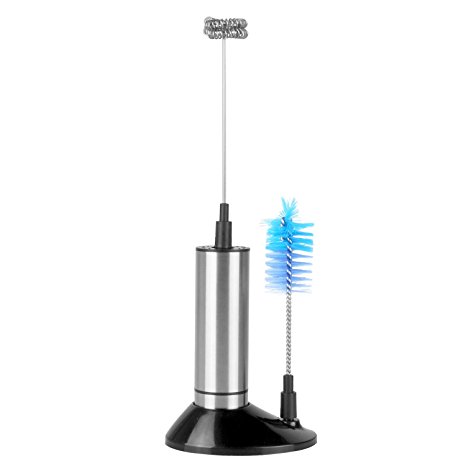 Milk Frother Handheld Uvistare Double Spring Head and Stainless Steel with Brush and Standing Base for Lattes Coffee Egg