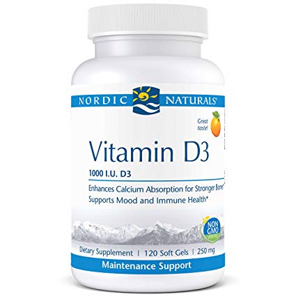 Nordic Naturals Pro Vitamin D3, 1000 IU Vitamin D3 Cholecalciferol, Helps Regulate Calcium Absorption for Stronger Bones and Supports Mood and Immune Health*, 120 Soft Gels