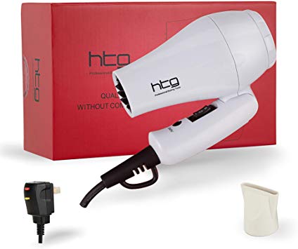 Real 1000W HTG Travel Hair Dryer Dual Voltage Kids Hair Dryers Mini Blow Dryer with Folding Handle; Dual Voltage (White)