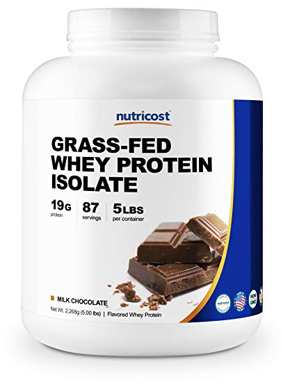 Nutricost Grass-Fed Whey Protein Isolate (Chocolate) 5LBS - Non-GMO, Gluten Free, Natural Flavors