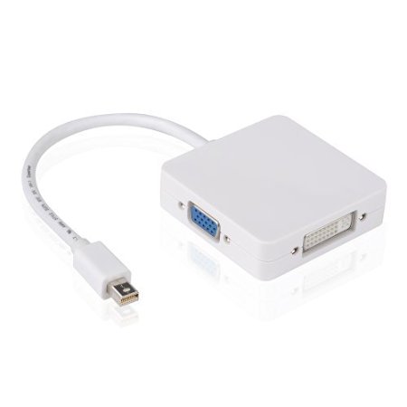 Patec® 3 in 1 Mini Display Port (MiniDP/mDP) to DVI HDMI VGA Adapter Cable for Apple MacBook iMac Mac Book Air Mac Book Pro and Mac Mini