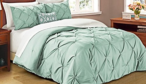 Cathay Home Oasis PinTuck Comforter Set, Full/Queen, Misty Blue