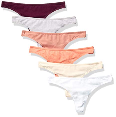 Amazon Essentials Women's Standard 6-Pack Cotton Stretch Thong Panty