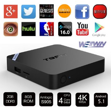 WELLWIN T95N Mini M8S pro TV BOX S905 quad-core 2G/8G/4K Android 5.1 KODI 16.0 Bluetooth 4.0 WIFI/Internet HD Fully Loaded