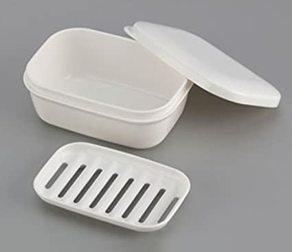 Inomata Travel Soap Case Holder, Soap Dish for Home and Travel, Self Draining, 2 Pack White
