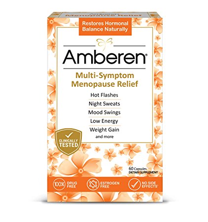 Amberen – Multi-Symptom Menopause Relief for Hot Flashes, Night Sweats, Sleeplessness, Mood Swings, Joint & Muscle Pain & More. No side Effects. 1 Month Supply