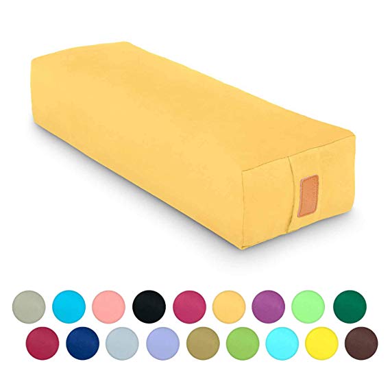 #DoYourYoga Rectangular Yoga Bolster »Paravati« with Organic buckwheat Husk / 26.4" x 5.1" – Ideal as Yoga Meditation Cushion/zafu / 100% Cotton and Styles.