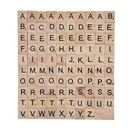 Outus 100 Pieces Smooth Wooden Letter Tiles