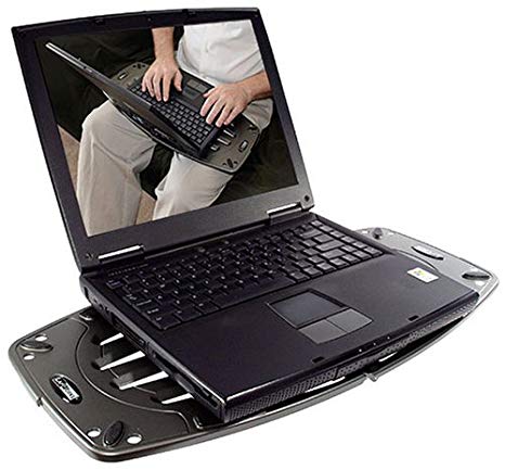 LapWorks Laptop Desk Futura Gray Portable 1.3 Lb. Lap Desk With 5-Position Support Arm For Desktop Typing And Heat Dissipating Vent Slots That Prevent Hot Lap