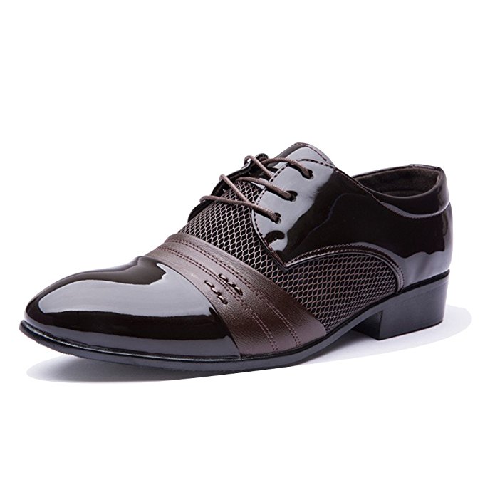 Blivener Men's Pointed Toe Pleather Dress Shoes Casual Oxford
