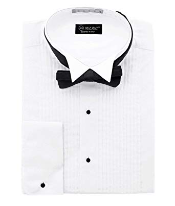 Milani Men's Tuxedo Shirts with French Cuffs and Bow Tie