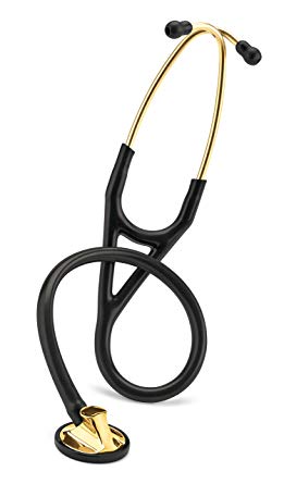 3M Littmann Master Cardiology Stethoscope, Brass-Finish Chestpiece, Black Tube, 27 inch, 2175