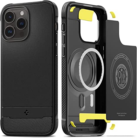 Spigen Rugged Armor (MagFit) Compatible with MagSafe Designed for iPhone 14 Pro Case (2022) - Matte Black