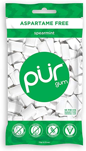 PUR Gum, Spearmint, 100% Xylitol, 77g (Pack of 1) 55 Pieces