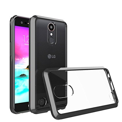 LG K20 V Case, LG K20 Plus Case, LG K10 2017 Case, Suensan Clear PC Back TPU Shock Absorption Technology Raised Bezels Protective Cover for LG Harmony (Smoke Black)