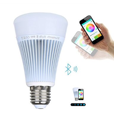 Crenova 8W Bluetooth 40 Smart LED Light Bulb  Smartphone Controlled Color Changing Light Bulb - Dimmable 16000000 Colors - Free APP Remote Control - Support iPhone  iPad and Any Other Android Phone