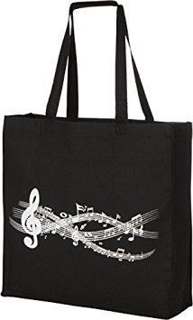 Large Gusseted Canvas Music Piano Tote Bag