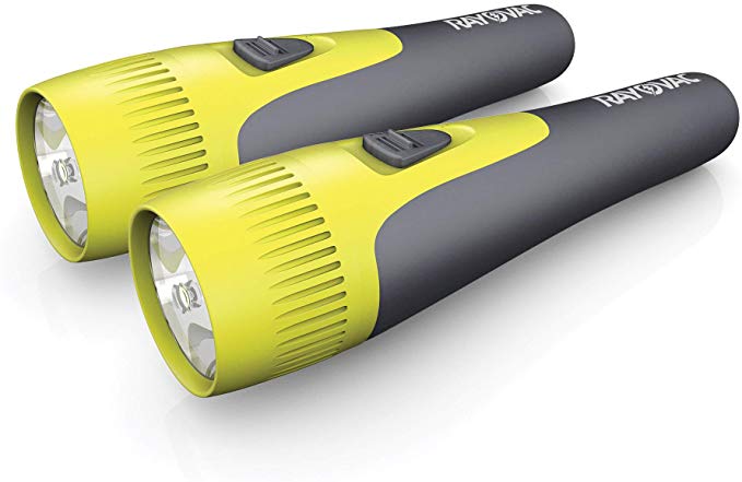 Rayovac LED Flashlight 2 Pack, Comfort Grip Flash Light Set with Batteries Included - Perfect for Power Outages, Emergency Situations, Camping, Hiking, Dog Walking (2 Pack)